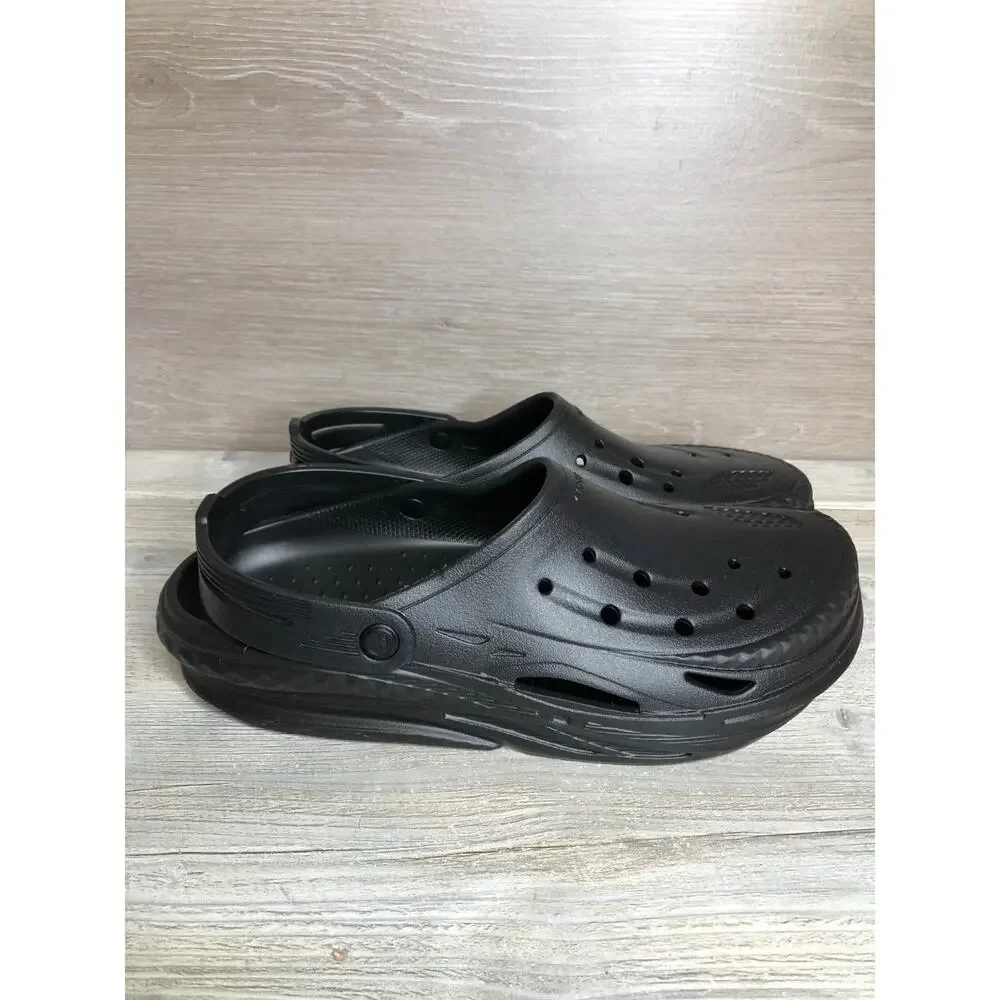 Crocs Unisex Adult Off Grid Clog, Men's Size 11 All Black Slip-On Shoes NEW